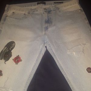 Men's Pac Sun embroidered denim skinny jeans